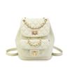 Fresh and Retro Versatile Diamond Embroidered Thread Women's Backpack  Popular Solid Color Chain Small Backpack  Fashionable Travel Bag