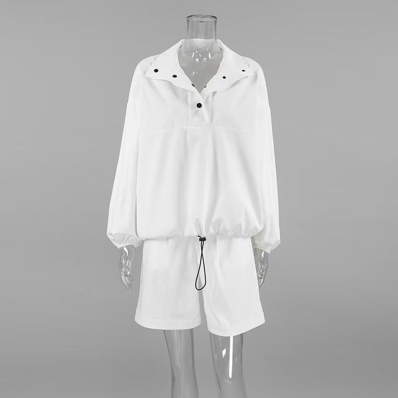 

Fashion Fashion Lapel Long Sleeve Top Shorts Suit Long Sleeve Top and Shorts Set White S