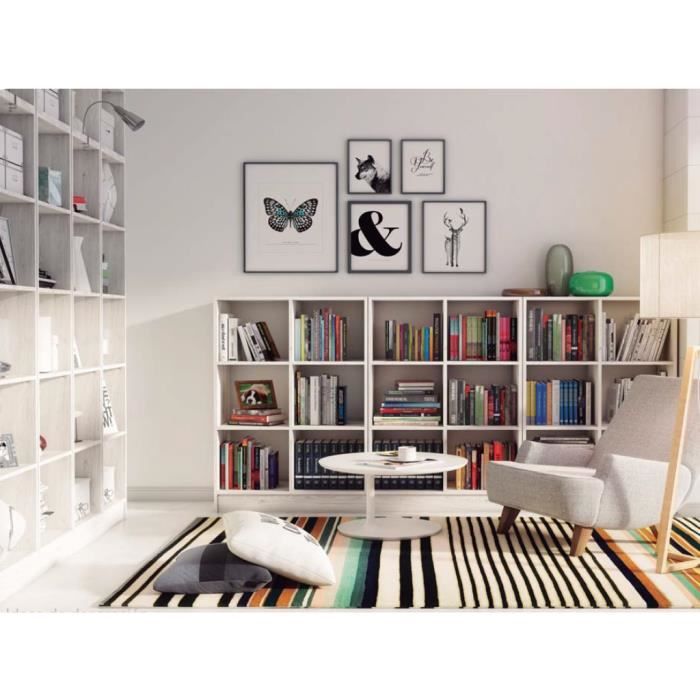 Cube De Rangement 4 Cases Pin Masif - 70.8 X 70.8 X 33 Cm - Bois Brut