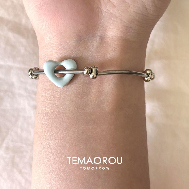 

Корейский Инс Стиль Двойной Синий Любящее Сердце Титановая Сталь Браслет Женский Точечная Сверловка Любовь Серебряный Браслет Милое Сладкое Украшение для Руки A blue Heart bracelet single/14.5+5cm