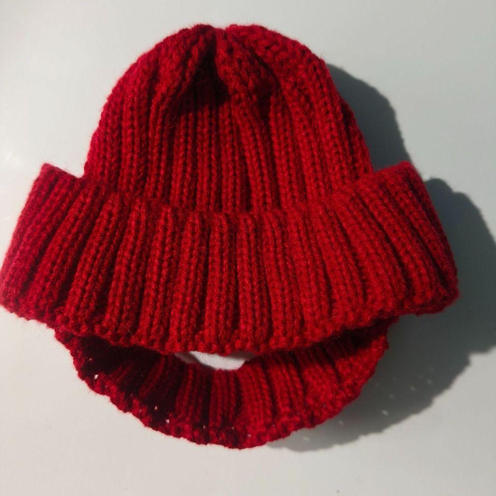 Ear-Exposed Pet Knitted Hat Cute Pet Ears Covers Headgear Dog Ear Muffs Winter