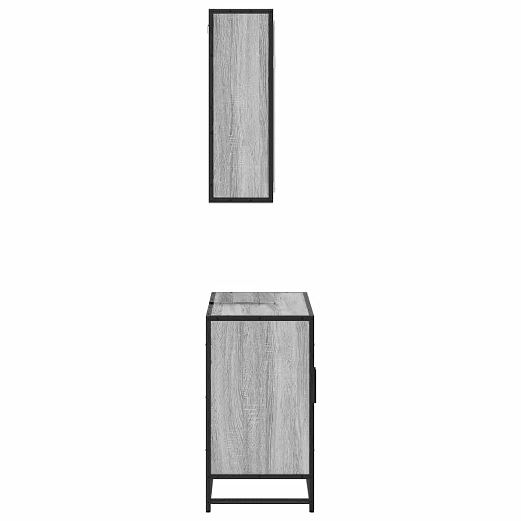 2 Piece Bathroom Furniture Set Gray Sonoma Particleboard