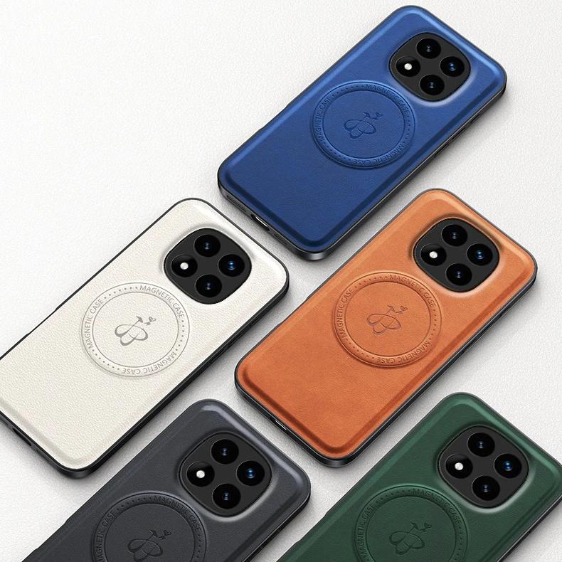 Wireless Charging Magnetic Case for Xiaomi Redmi Note 14 Pro 5G 14 Pro+ Plus Protective Cover PU Leather Hard Back Shell Coque