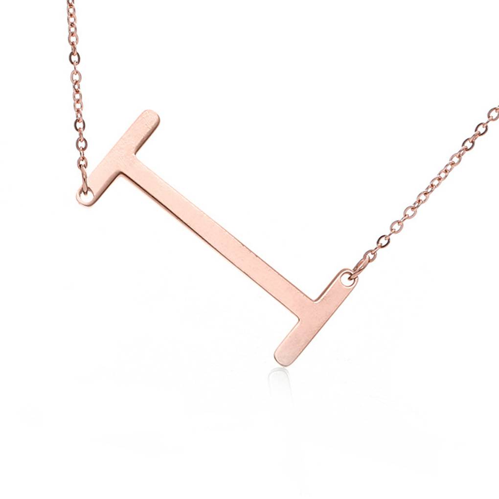 Alphabet Necklace Rose Plated Initial Letter Alphabet A - Z Choker Pendant