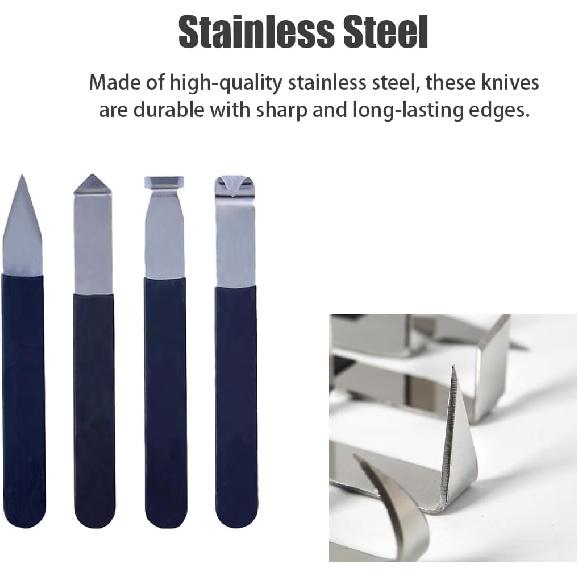 Wokyo Pottery Sculpture Tools Set of 4 Clay Plaster Molding Sculpting Tools Handmade Trimming Knives for Carving Craft Shaping