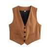 Loose Solid Womens Color Formal Vest Deep V Neck Singlebreasted Sleeveless Cardigan Ol Commute Office