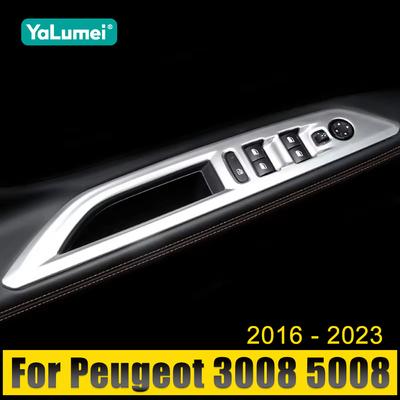 For Peugeot 3008 5008 GT Hybrid 2017 2018 2019 2020 2021 2022 2023 Car Window Glass Lift Switch Button Cover Trim Accessories