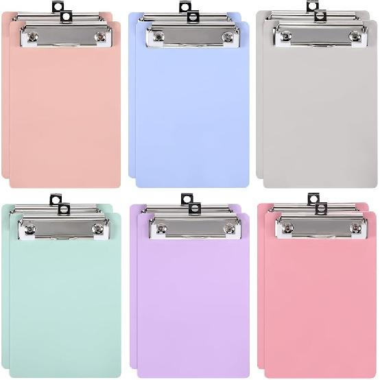 4 Pack Plastic Mini Clipboard 4 X 6 Inch,Small Clipboards with Clip,Small Clipboard Clip Boards,Orange Blue White and Black Clip Board,Plastic