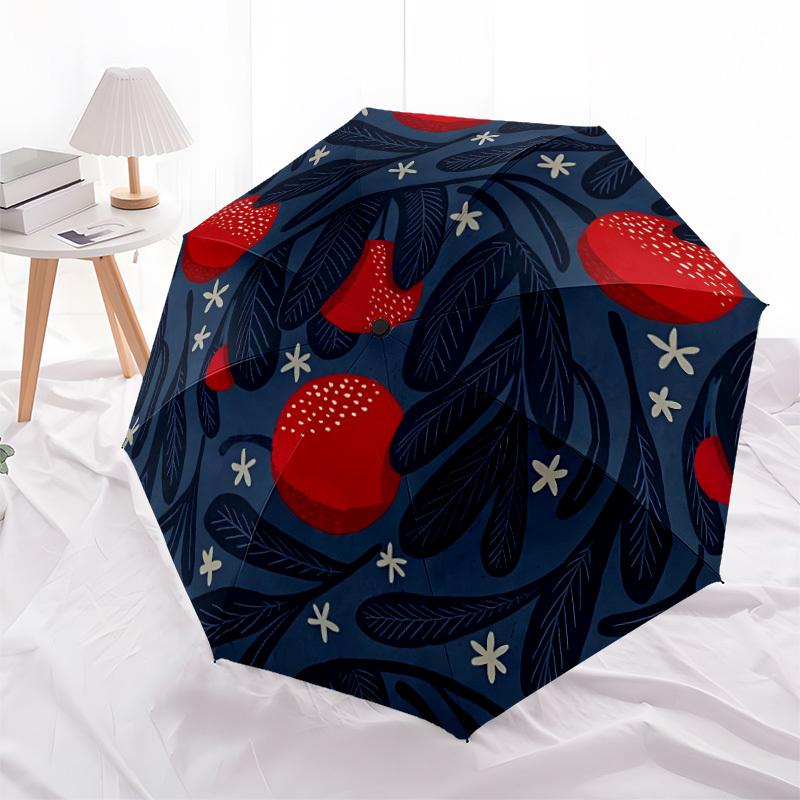 1pc Cherry PatternAutomatic Open/close Folding Umbrella, Compact Portable Travel Umbrella, Perfect Birthday/Holiday, Cute Umbrella y006