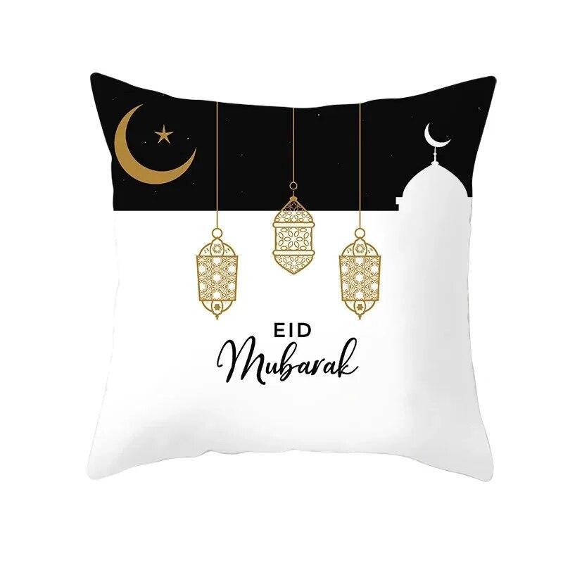 45x45cm Ramadan Decoration 2024 Home Mubarak Cushion Cover Cotton Eid Islamic Muslim Happy Eid Mosque Party Supplies