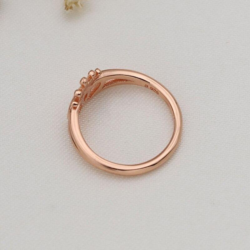 925 Sterling Silver Pan Ring Rose Gold Glittering Crown Ring For Women Wedding Party Gift Fashion Jewelry