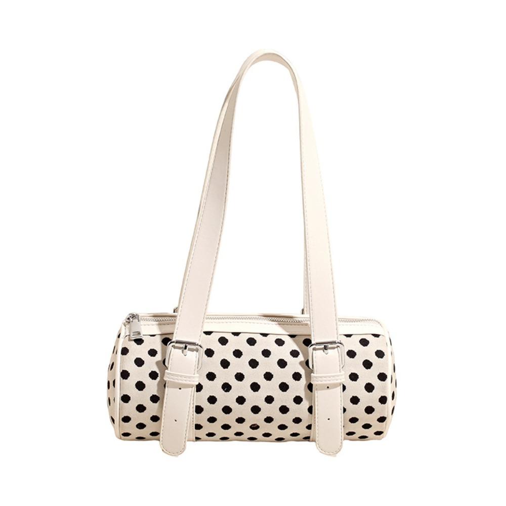 

Korean Design Elegant Polka Dot Handbag Zipper Closure Polka Dot Pattern Shoulder Bags PU Underarm Bag for Women белый
