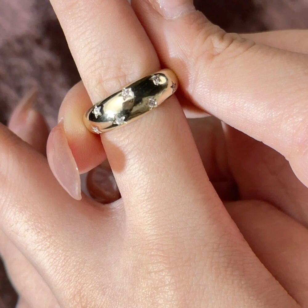 

Массивное кольцо со звездой и кристаллом для женщин, винтажные модные кольца золотого цвета с цирконием, кольца на палец, аксессуары в стиле панк, ретро-ювелирные изделия R446 8