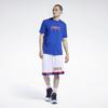 Reebok Logo Print Casual Sports T-Shirt Unisex Tops Blue GS4182