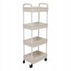 Mobile Kitchen Shelf On Wheels TBR Cart 4 Shelves White Bathroom