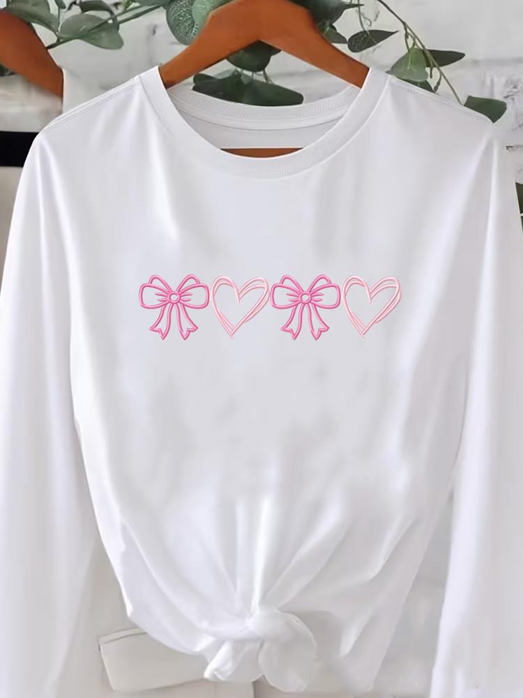 (Asiatische Größe) Langarm T-Shirt Tee Rundhals Aufdruck Herbst Winter Frühling Damen Trend Blumen Trend Kleidung Lässig Mode Oberteil Grafik T-Shirts