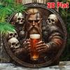 Wikinger Metall Wandkunst Vintage Nordische Dekoration Skelett Bierkrug