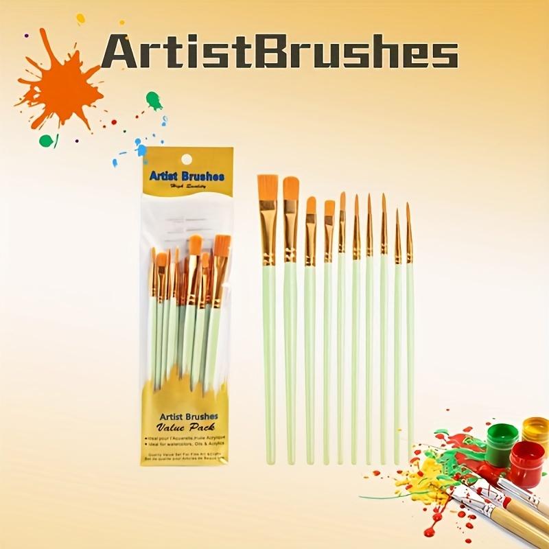 Vibrant Nylon Bristle Paint Brush Set with Durable Plastic Handles - Perfect for Oil, Watercolor, and Gouache Artworks - Multicolor Selection