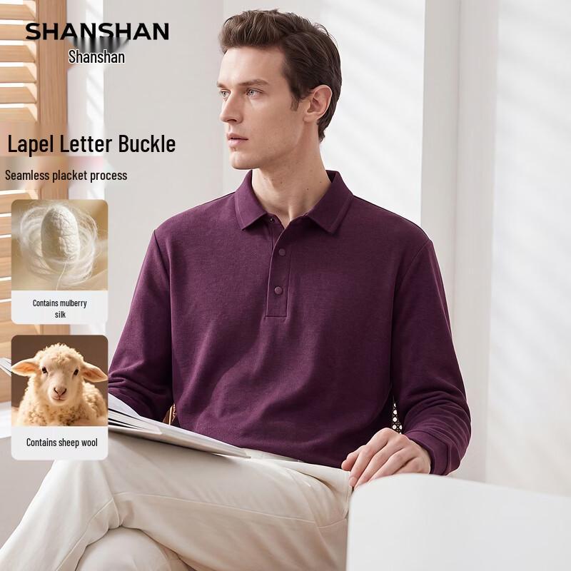 SHANSHAN Men's Autumn Long Sleeve Polo Shirt with Jacquard Detail