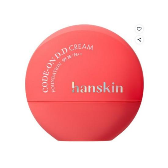 Hanskin Code On DD Cream Foundation SPF50+ PA+++ 21N Light Beige Long-Lasting Coverage 35ml