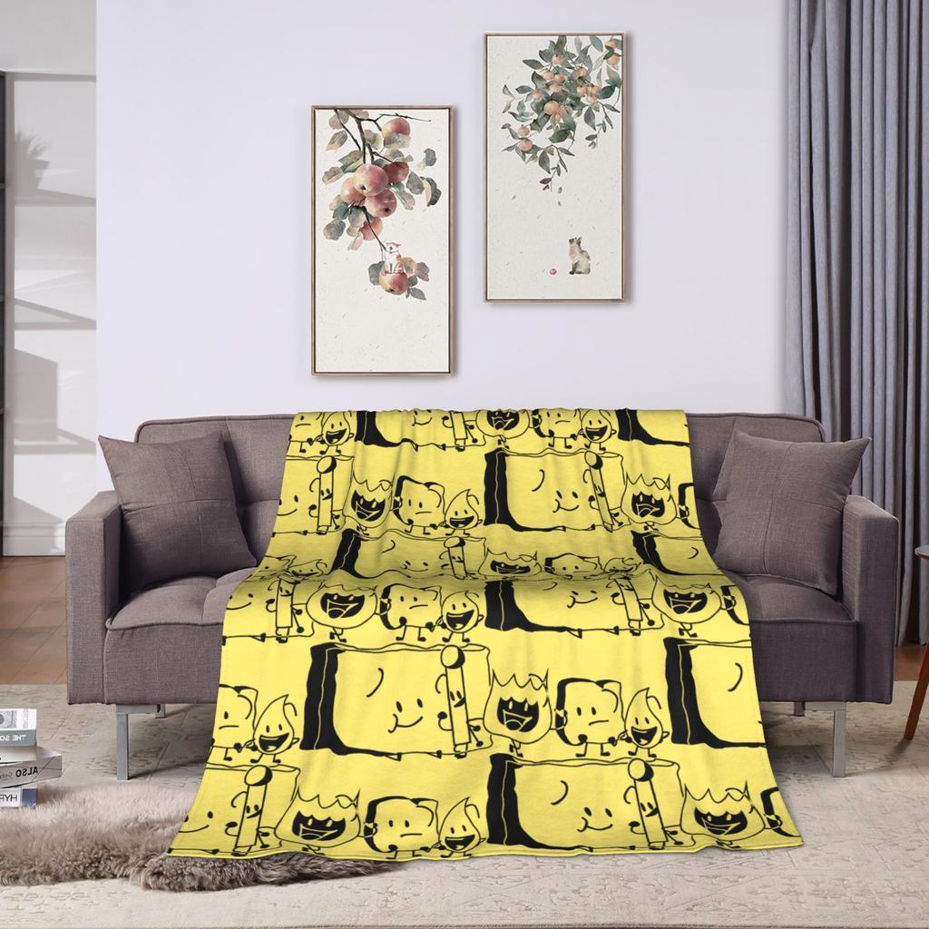 Four BFB  BFDI Blanket Velvet Textile Decor  Portable Lightweight Throw Blankets for Bedding Office Bedding Throws