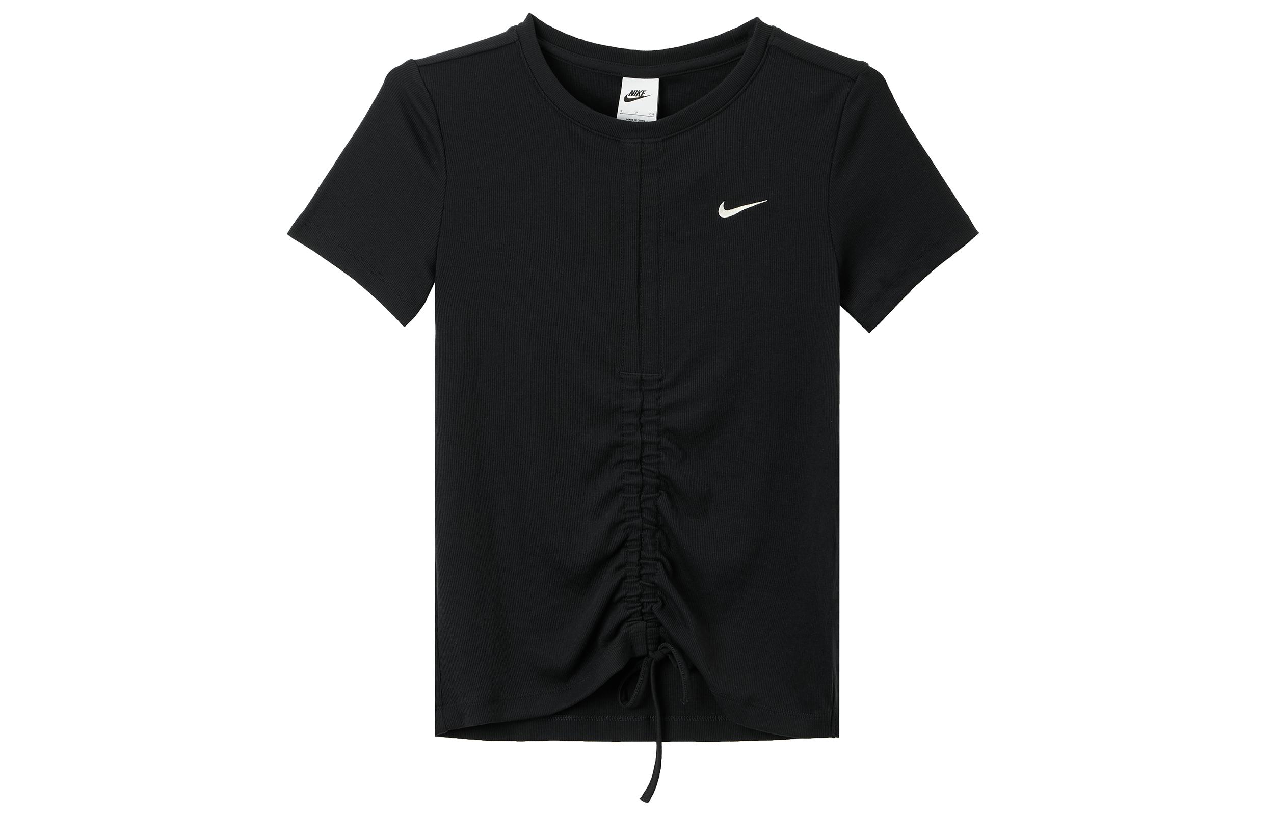 

Nike T Shirts Women s Black Crew Neck Moderate Straight Fit FB8277-010 XS