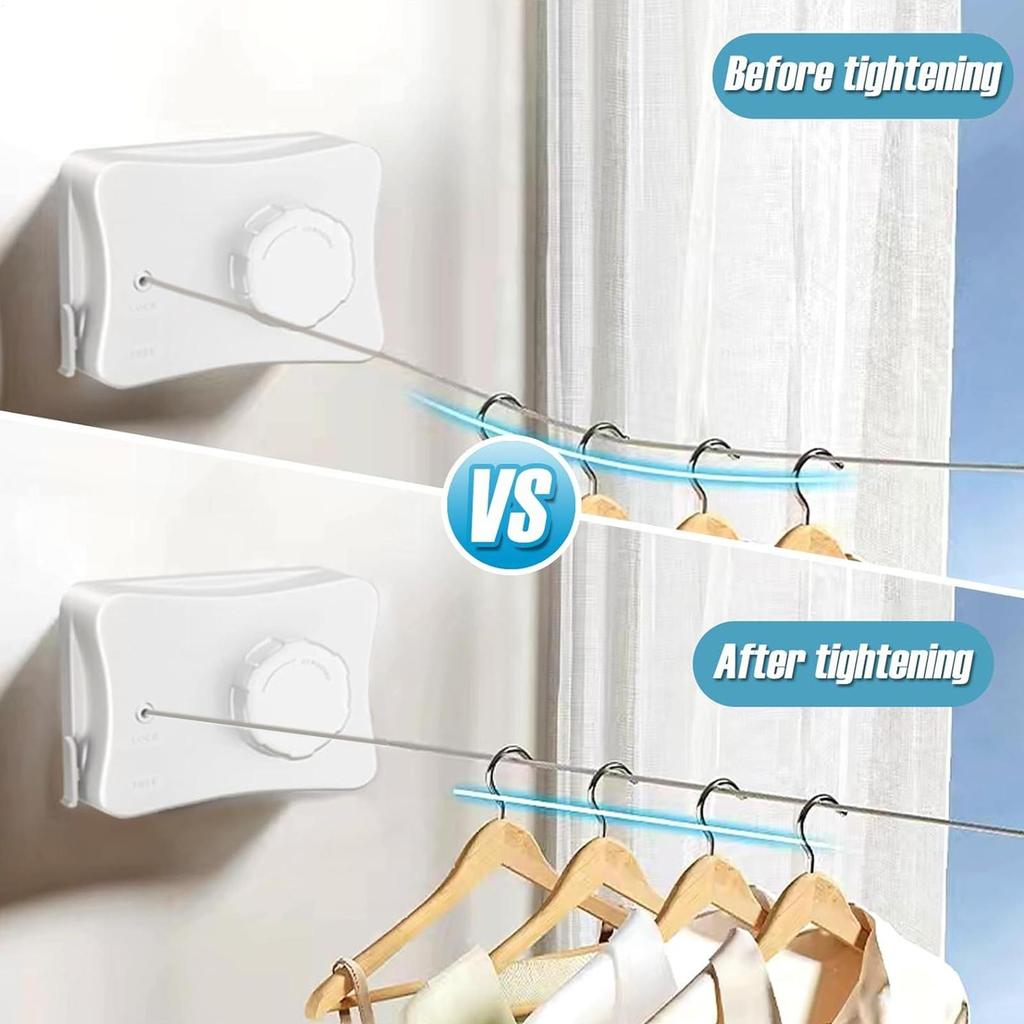 Retractable Clothesline Outdoor Wall Jackets Drying Lines Space-Saving Adjustable Clothesline For Backyard Bedroom Apartment
