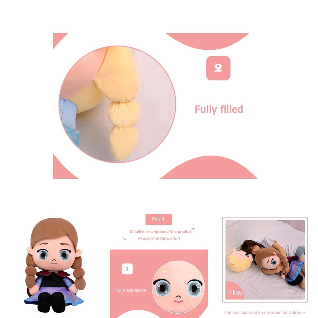 Disney Frozen Anna Elsa Plush Toy Soft Stuffed Doll For Room Decoration Skin-friendly And Collectible