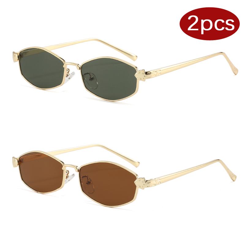 1/2pcs Small Square Metal Sunglasses Women Steampunk Leopard Decoration Multi Color Sun Glasses Fashion Eyewear