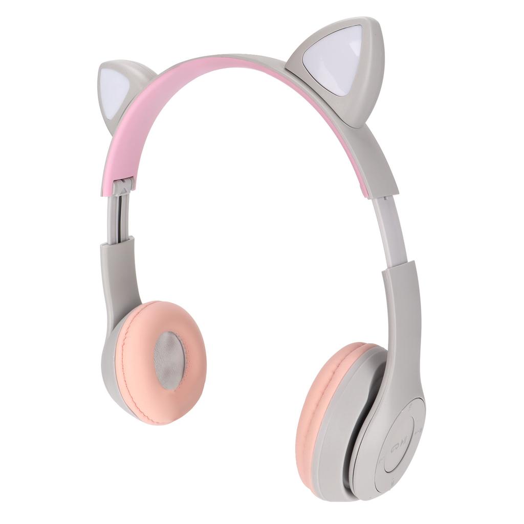 Cat Ear Bluetooth Headset Noise Cancelling Retractable Wireless Plug in Card LED Color Light Kids Headphones