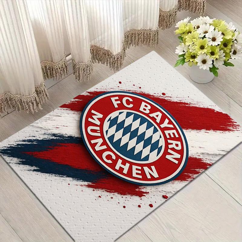 Bayern Munich Crest Style Crystal Velvet Rug, Soft Anti‑Slip Crystal Velvet Carpet for Living Room Bedroom Home Decor