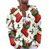 Women's Fashion Christmas Printed Long Sleeve Knitted Cardigan Button Down Jacket