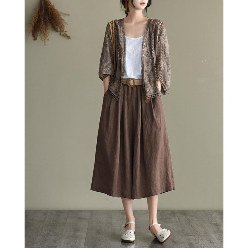 DX- MS64-Spring and Summer Cotton Embroidery Lace Cardigan Short Bat Sleeve Loose Shawl 7 Split Sleeve Air Conditioner Sunscreen Clothes Cover Female