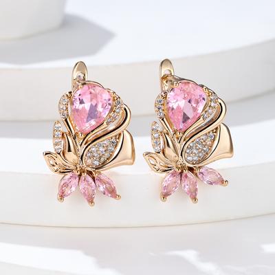Boucles d'oreilles pendantes vintage couleur champagne or rose en forme de feuille d'arbre en goutte d'eau simples et personnalisées de luxe léger haut de gamme pour femmes
