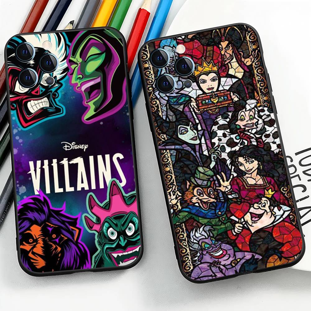 Disney Villains For iPhone 17 Air 16 15 14 13 12 11 Pro Black Soft Cover Phone Case