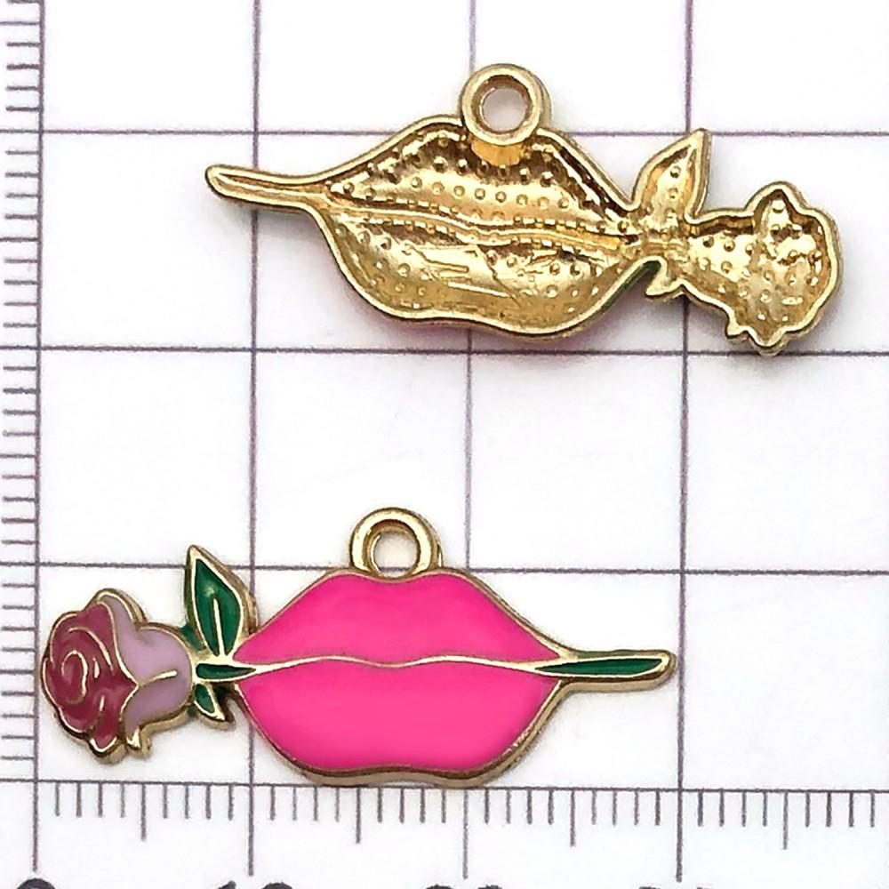 Set of 10 Mixed Rose Red and Pink Alloy Skull Pendant Charms for DIY Jewelry