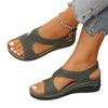 Open-toe High-heeled Women's Shoes with Thick Soles, Slip-on Beach Sandals with Buckle Fastening.