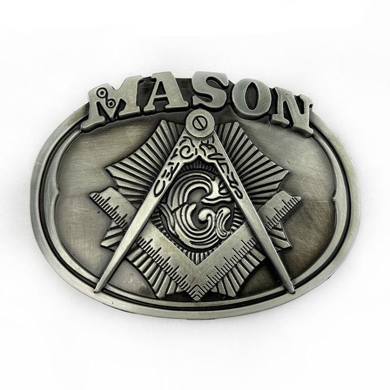 Gold-Plated Freemason Belt Buckle - Western Cowboy Fashion Trend