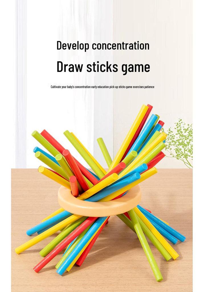 Colorful Wooden Pick-Up Sticks: Interactive Parent-Child Dice & Board Game, Montessori Math Toy