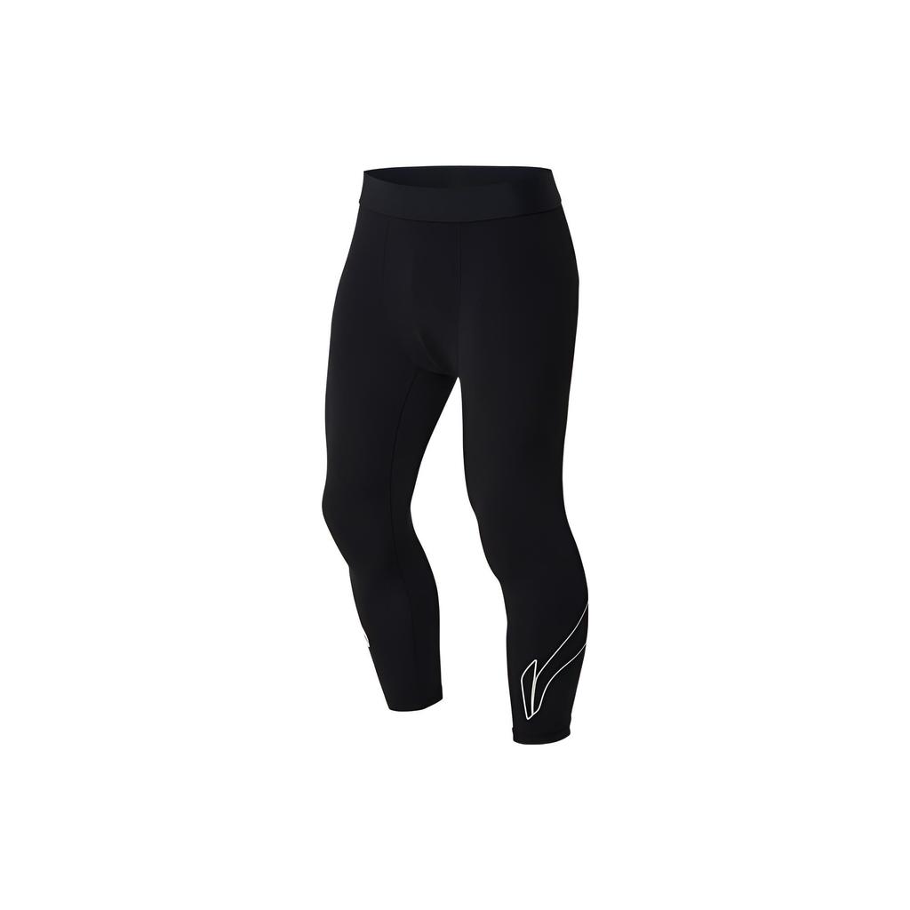 Li Ning Cba Series Elastic Knitted Three-Quarter Fitness Pants Men Pants Black AUQS091-2