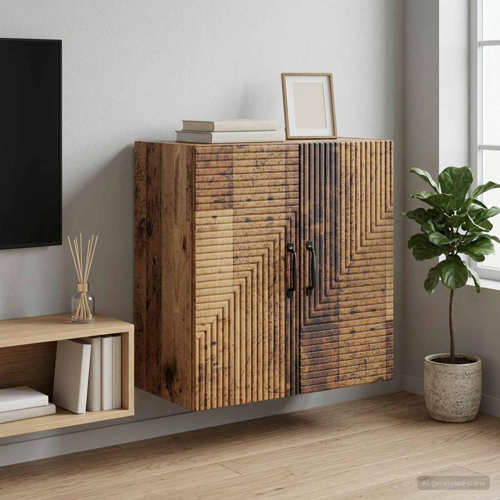 Wall Mounted Cabinet in Reclaimed Wood Style 59 x 31 x 60 cm Engineered Wood