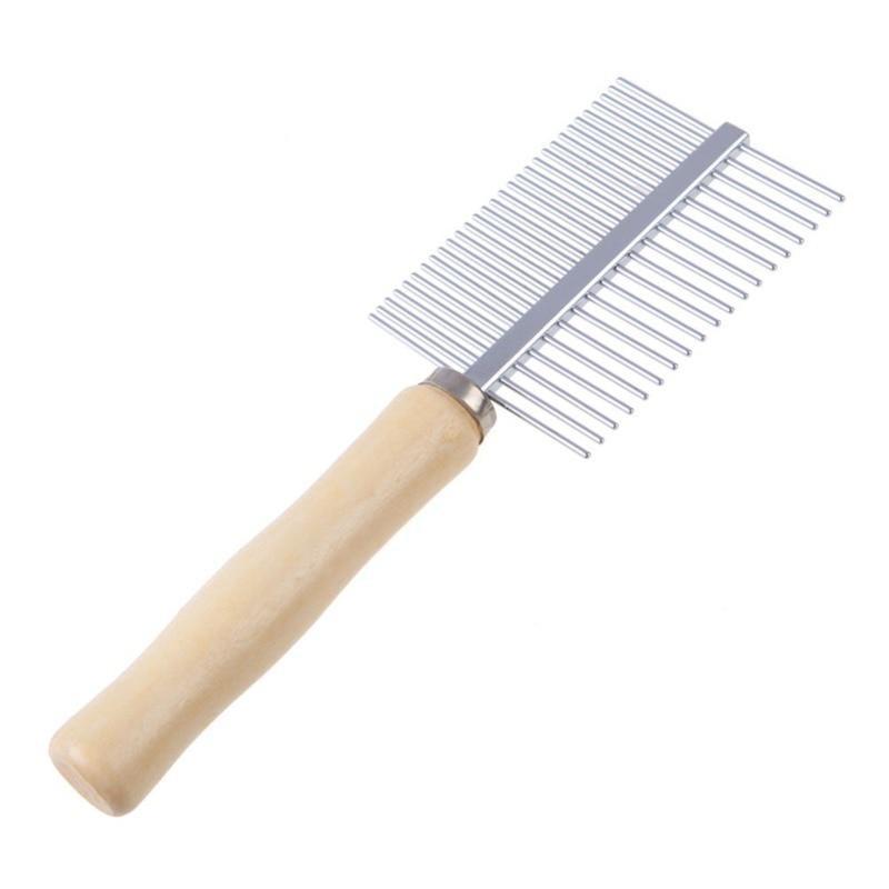 Pet Knot Trimmer Brush Dog Cat Knot Remover Comb Pet Grooming Tool Ideal for Long Curly Haired Animals Wooden Handle Comb. White