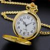 Classic Vintage Golden-Tone Quartz Pocket Watch with Arabic Numerals & Adjustable Chain - Round Men's Fashion Accessory