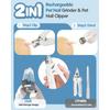 Ultra Quiet USB Rechargeable 2-in-1 Dog Nail Clippers And Grinder with LED Lights And Splash Guard Pet Paw Grooming Tool
