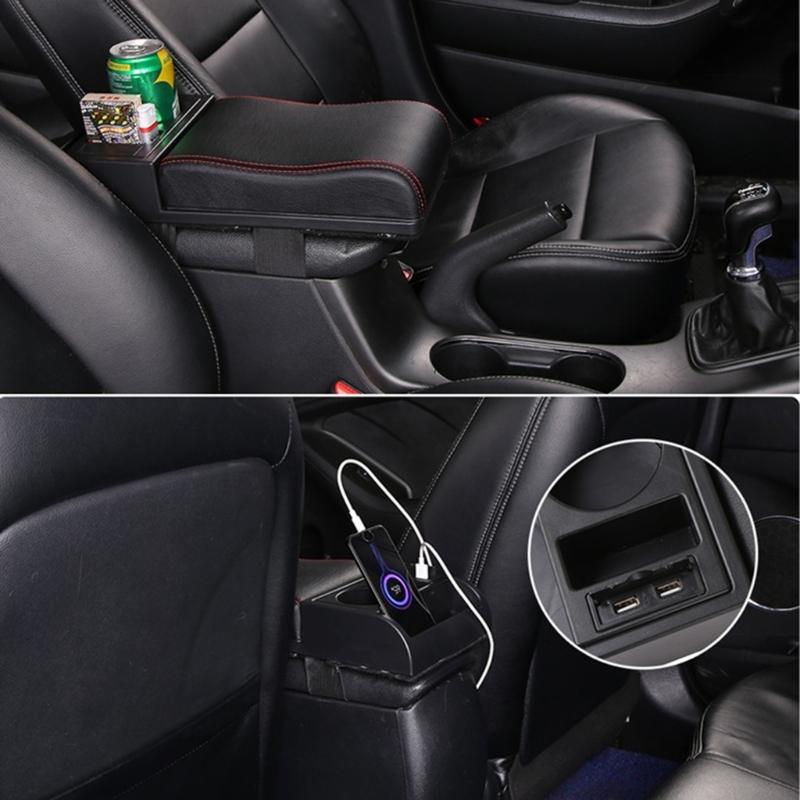 Universal Center Console Armrest Cushion for Vehicle SUV Auto Breathable Pad Seat Elbow Support with Storage Compartment