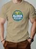 2025 New Hot Sale Mens Summer Short Sleeve TShirt with Aloha Beaches Retro Palm Tree Print Casual Soft Breathable Cotton Tee