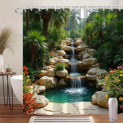Regenwald Wasserfall Duschvorhang - Mehrstilige Baddeko, Perfekt für Liebhaber von naturinspirierten und praktischen Designs