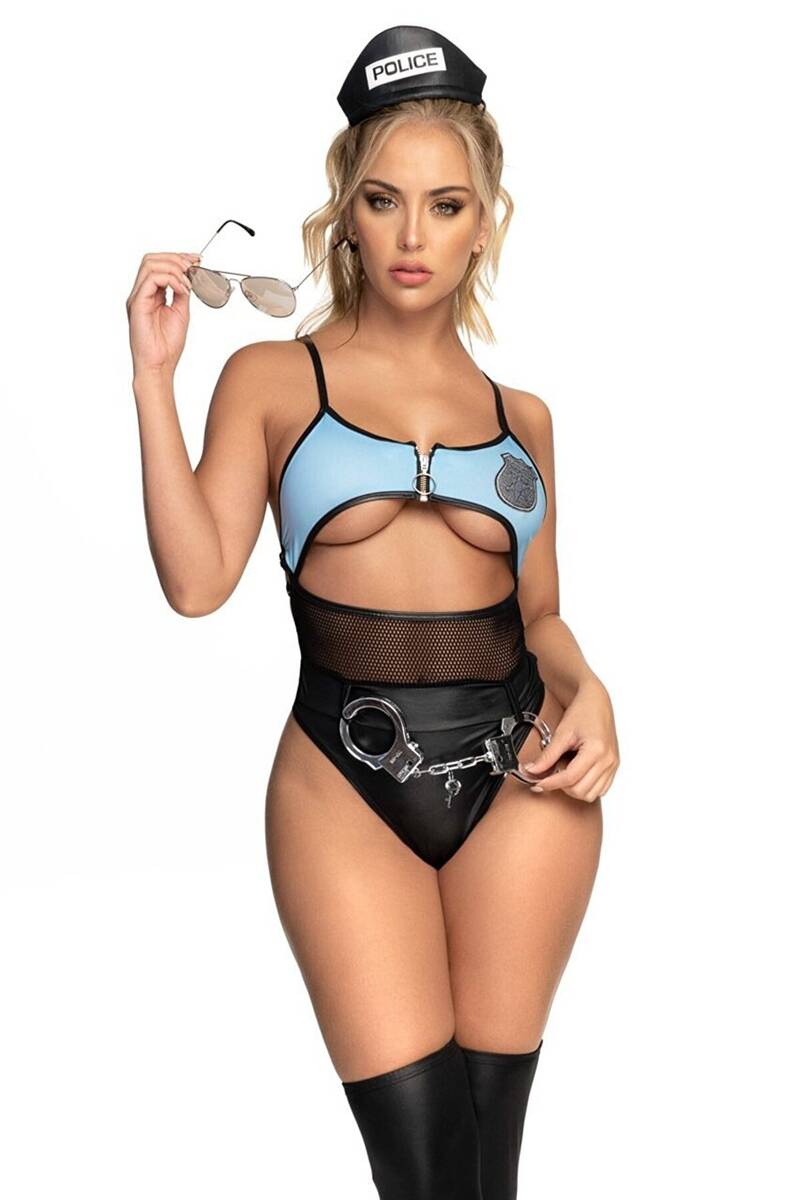 

Женский костюм полицейского стринги на тонких бретельках For Dreams, синий