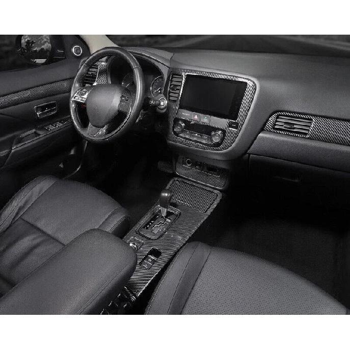 For Mitsubishi Outlander 2017 2018    ABS Carbon Fiber Styling Car Inner Steering Wheel Trim Cover Button Sticker