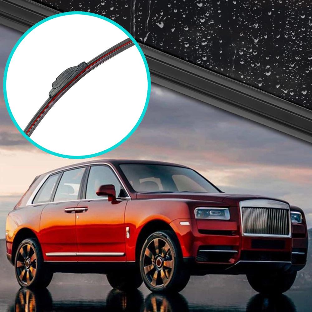 Car Wiper Mute Car Front Windshield Wiper Soft Double Rubber Strip Windshield Windscreen Wipers Accessory